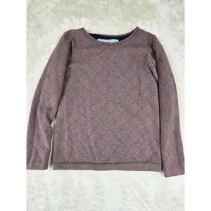 First Kick Womens L XL Sweater‎ Diamond Pattern Crew Neck Long Sleeve Brown